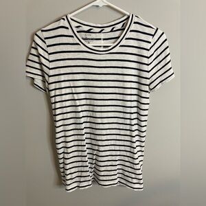 J. Crew Factory Navy and White Striped Tee